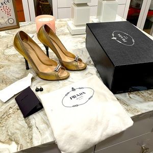 SOLD Prada Crystal Heel peep toe pump xSOLDx